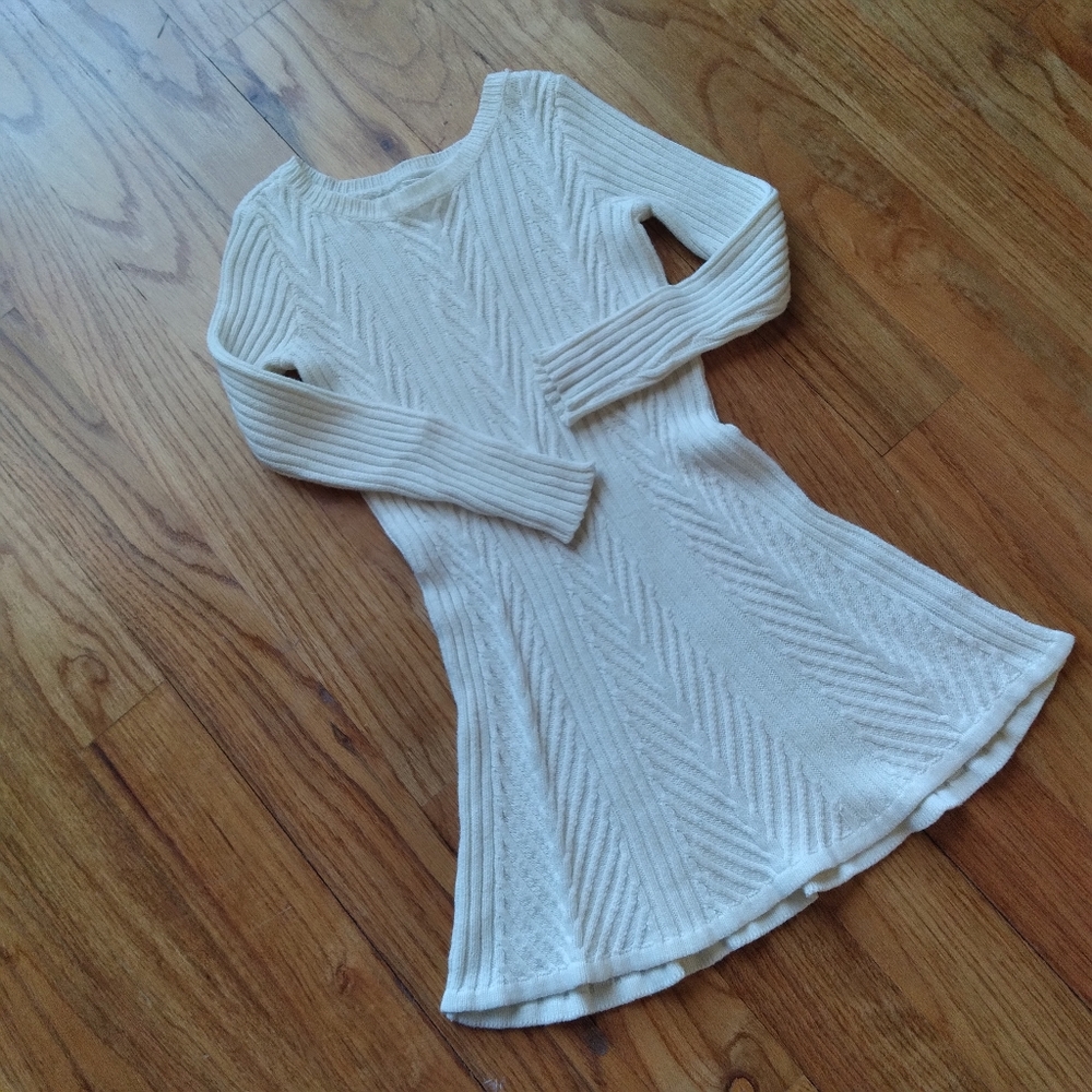 #701 Crazy 8 Girls White Sweater Dress Cable Knit - Picture 10 of 14